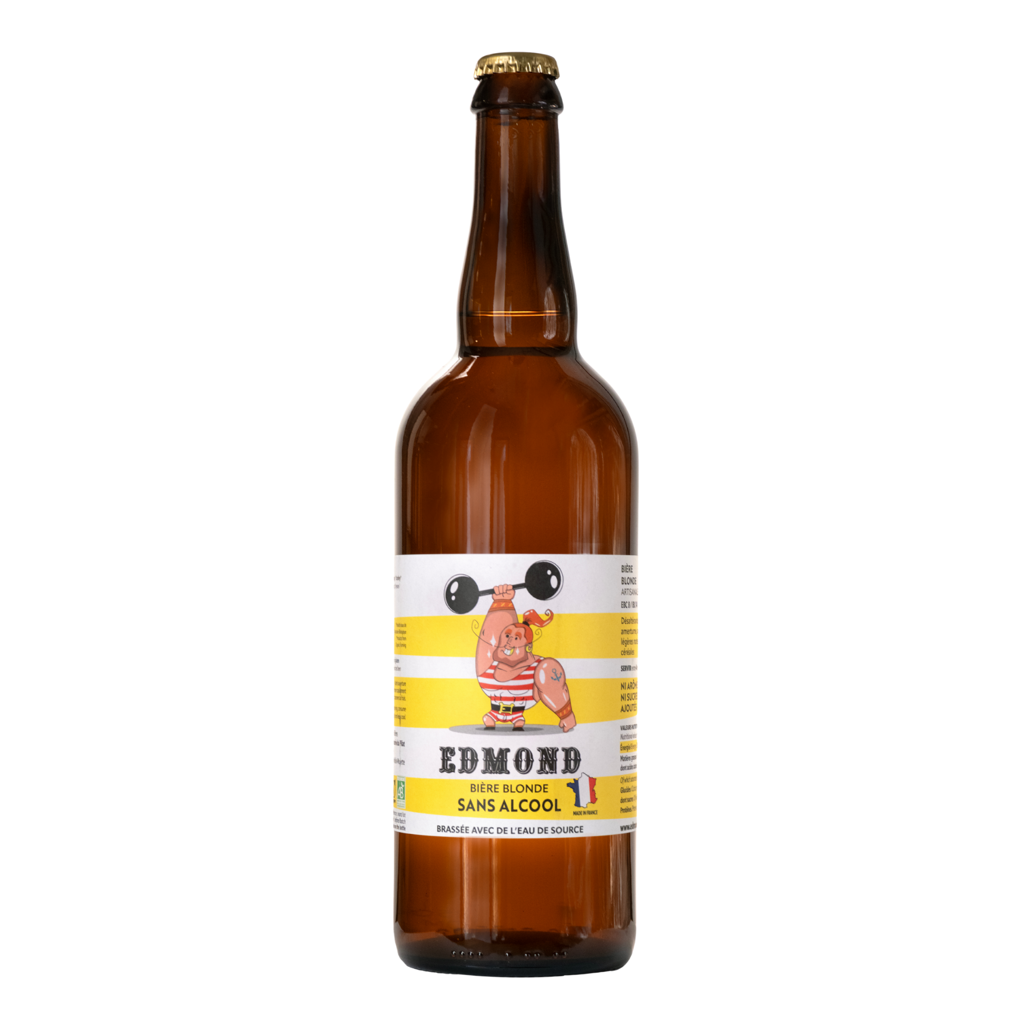 Bouteille de Edmond Bière blonde française bio 75cl, bière sans alcool