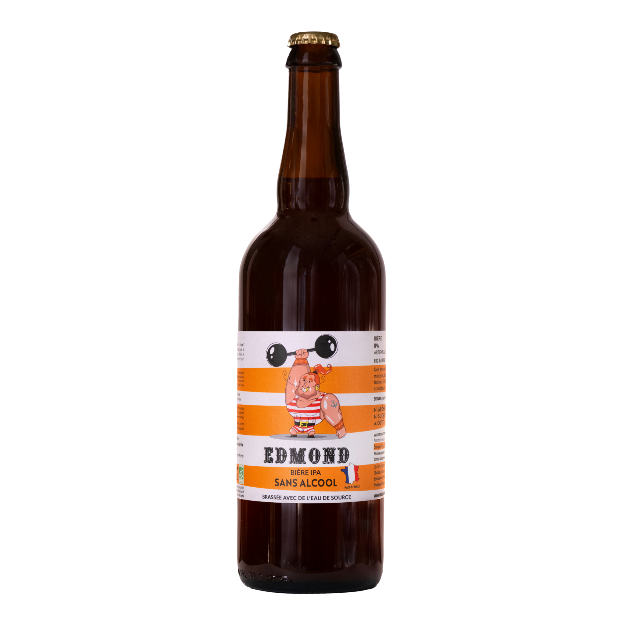 Bouteille de Edmond IPA française bio 75cl, bière sans alcool
