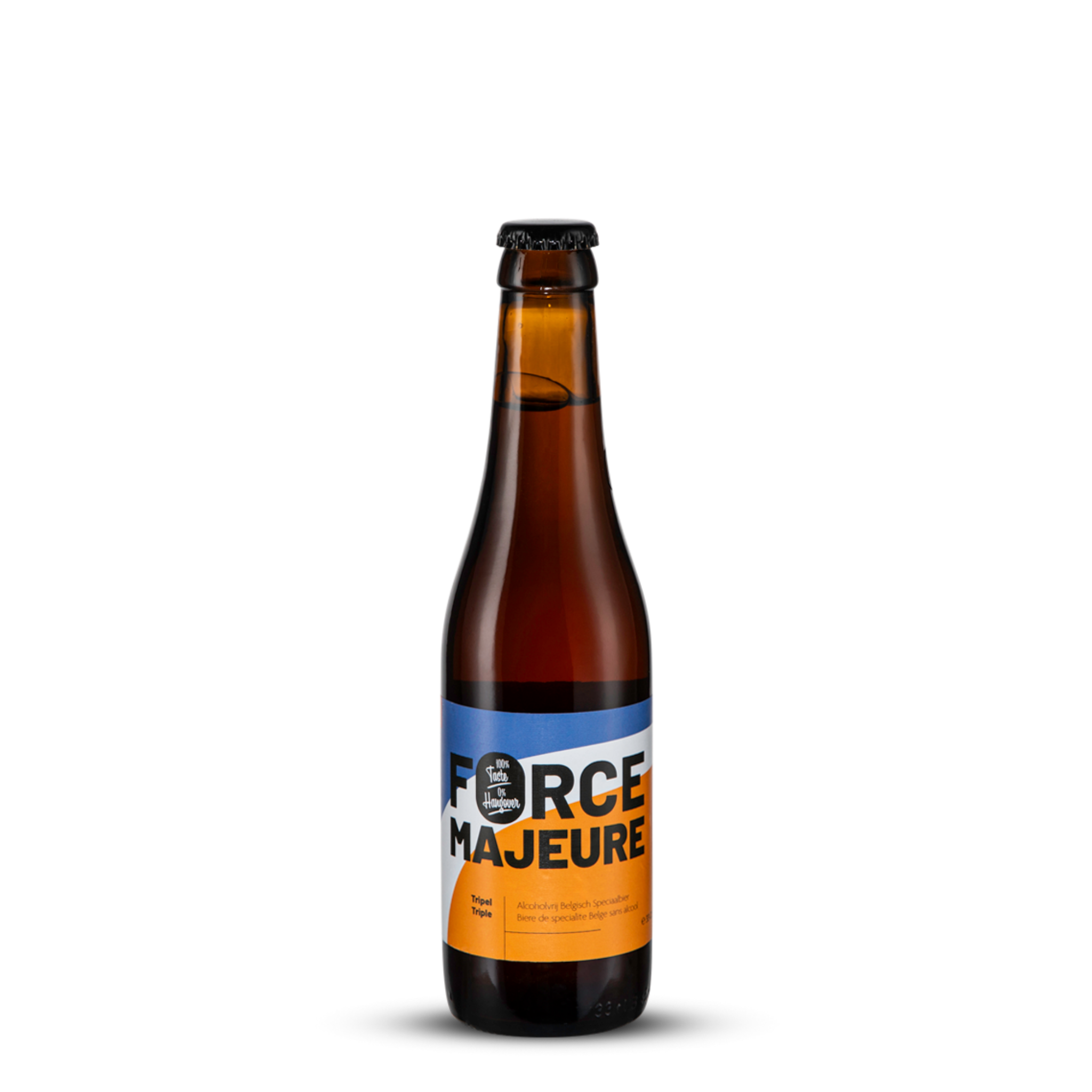 Bouteille de Force Majeure Triple belge 0,4% 33 cl, bière sans alcool