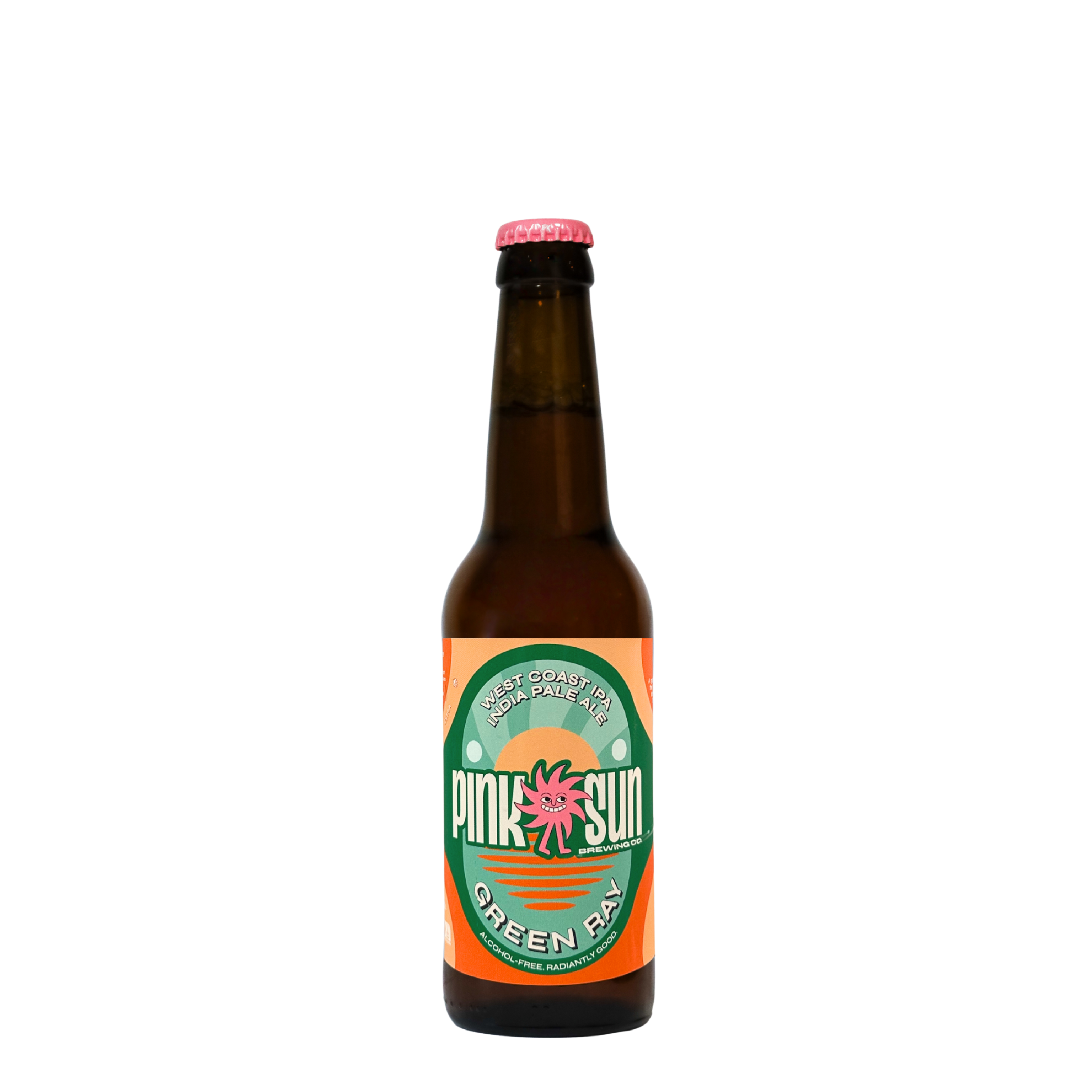 Bouteille de Pink Sun Brewing Co. Green Ray - West Coast IPA, bière sans alcool