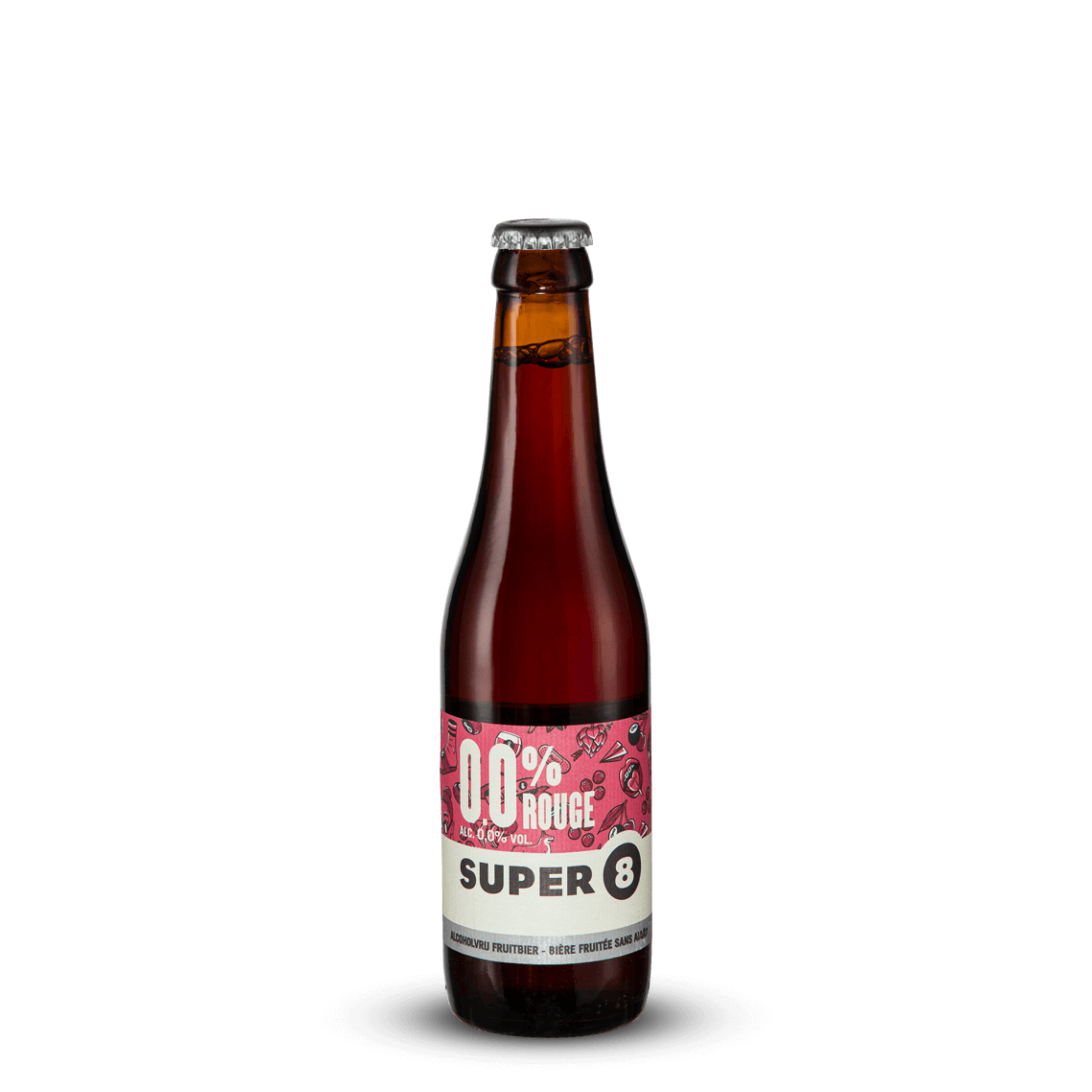 Bouteille de Super 8 Bière rouge 0.0%, bière sans alcool